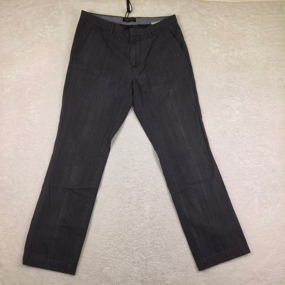 Banana Republic Kentfield Pant Mens 32x30 Charcoal Gray Pinstripe Flat Front
